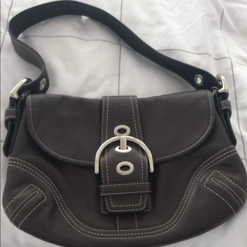 Coach brown leather shoulder bag